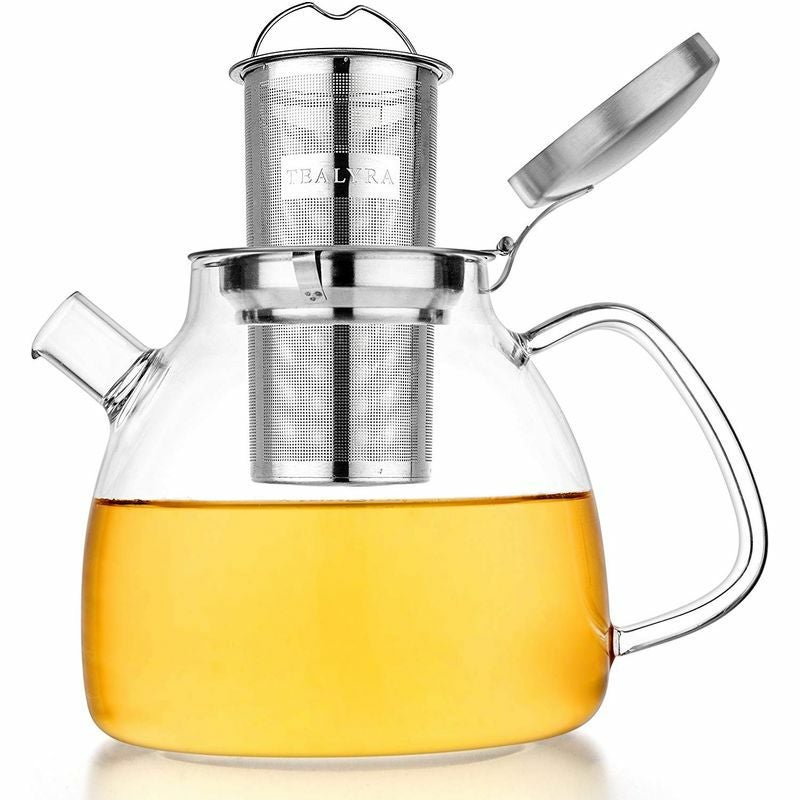 ガラスティーポット0.8Lステンレス茶こし直火Tealyra-TemperedGlassTeapot_BorosilicateClearGlassTeapotwithRemovableStainlessSteelInfuser-StoveTopSafeGlassTeapotKettle-BestLooseLeafTeapot(27ozteapot/800ml)
