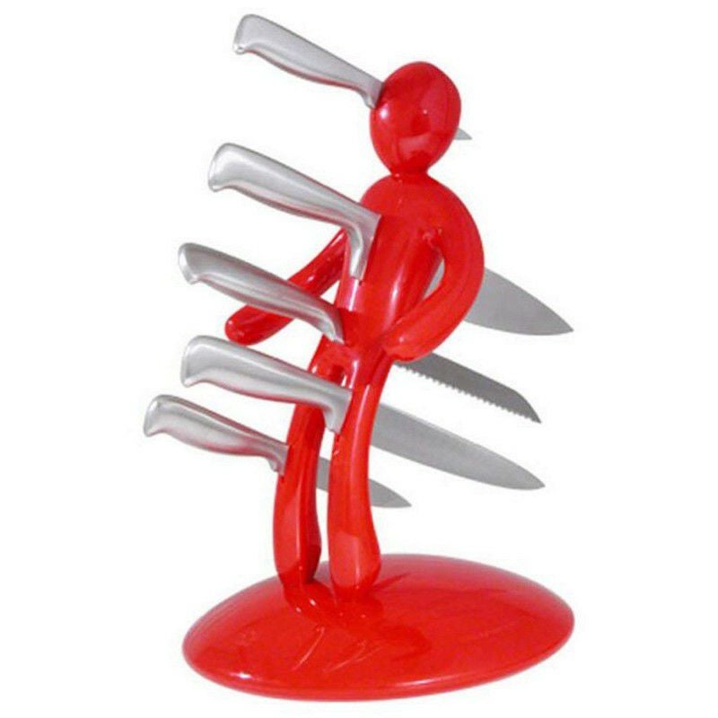 ナイフスタンドセット 串刺し？包丁 5本セット レッド Kitchen Knife
