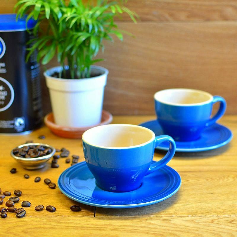 ル・クルーゼ カプチーノ カップ＆ソーサー 2客セット チェリーレッド