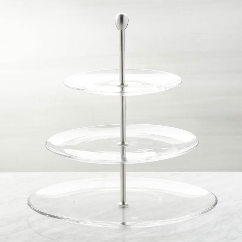 ガラス製三段ケーキスタンド ケーキスタンド デザートスタンド ガラス 3段 Three-Tier Glass Server