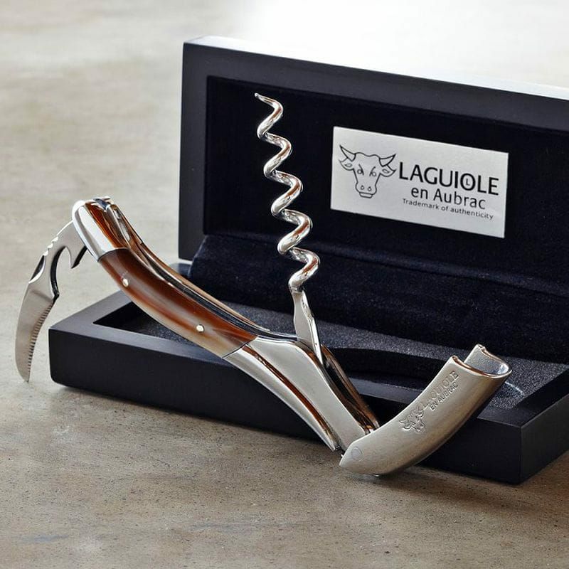 Château Laguiole ワインオープナー レザーケース付き ラギオール アン オブラック コルクスクリュー ワインオープナー