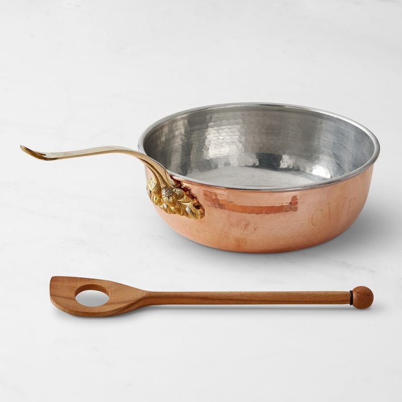 ウイリアムズ・ソノマイタリアルフォーニ銅製シェフズパンフライパン木製スプーン付williams-sonomaRuffoniHand-HammeredHistoriaCopperChef'sPanwithWoodSpoon