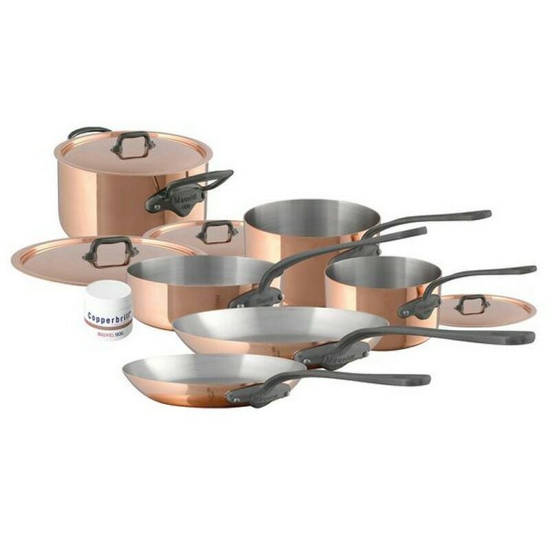 フライパン鍋10点セット銅1.5mm厚2層持ち手鉄メッキステンレスムビエルフランスMauviel6450.06M150C10pieceset(6481.25,6453.20,6450.21,6450.17,6451.25,6413.26,2700.02)