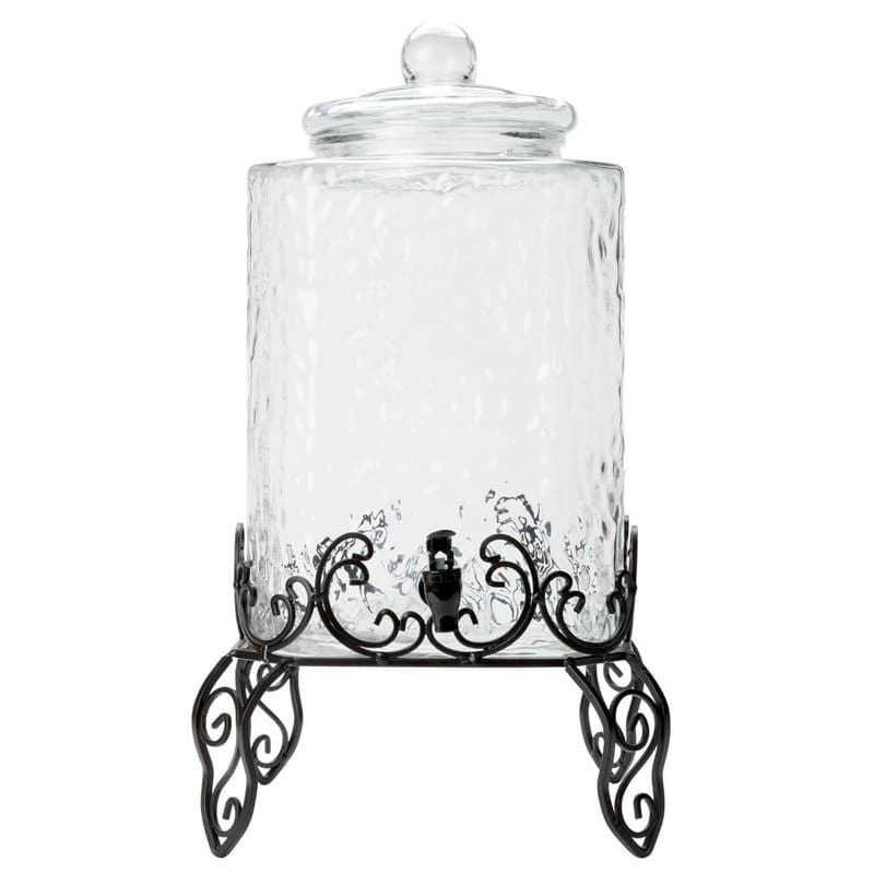 槌目ガラスドリンクディスペンサー19Lボトルタグワイヤースタンド付Core5GallonHammeredGlassBeverageDispenserwithMetalStandandChalkboardSign553040088KIT