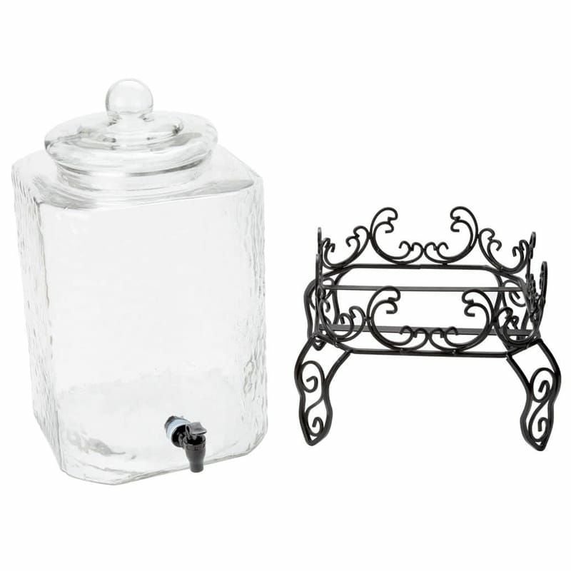 槌目ガラスドリンクディスペンサー19Lボトルタグワイヤースタンド付Core5GallonHammeredGlassBeverageDispenserwithMetalStandandChalkboardSign553040088KIT