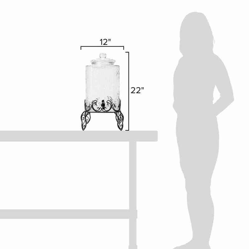 槌目ガラスドリンクディスペンサー19Lボトルタグワイヤースタンド付Core5GallonHammeredGlassBeverageDispenserwithMetalStandandChalkboardSign553040088KIT