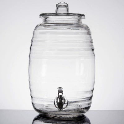 模様入ガラスドリンクディスペンサー9.4LCore2.5GallonBarrelGlassBeverageDispenser553200025