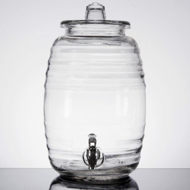 模様入ガラスドリンクディスペンサー9.4LCore2.5GallonBarrelGlassBeverageDispenser553200025