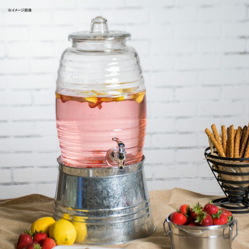 模様入ガラスドリンクディスペンサー9.4LCore2.5GallonBarrelGlassBeverageDispenser553200025