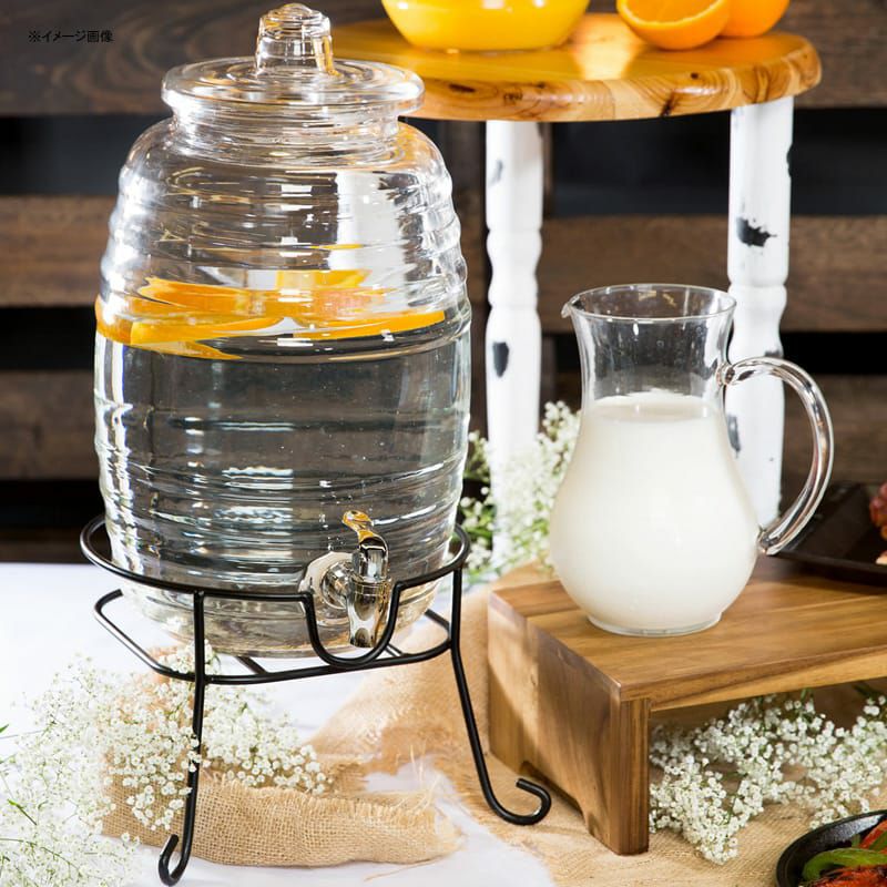 模様入ガラスドリンクディスペンサー9.4LCore2.5GallonBarrelGlassBeverageDispenser553200025