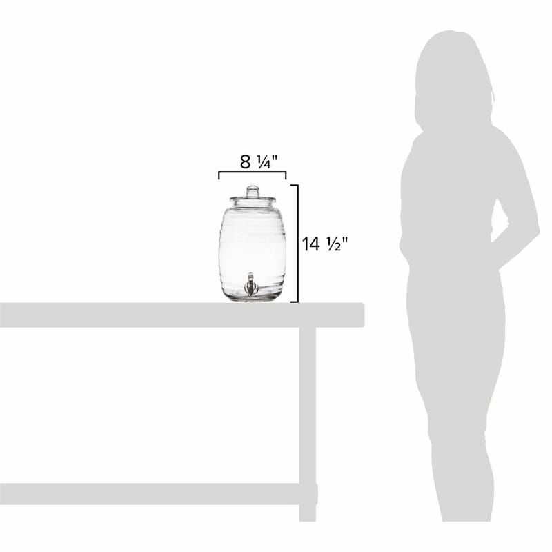 模様入ガラスドリンクディスペンサー9.4LCore2.5GallonBarrelGlassBeverageDispenser553200025