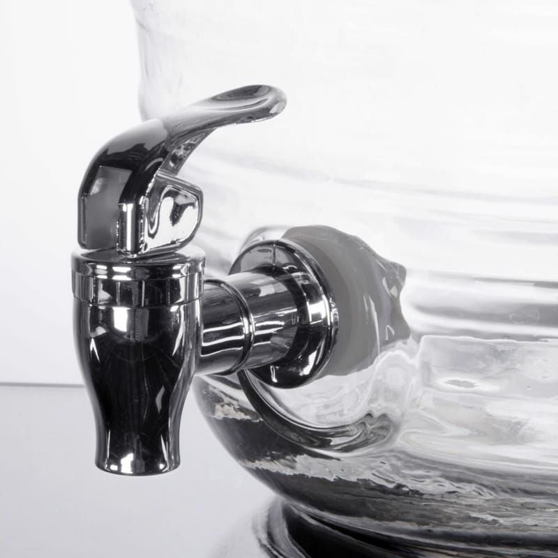 模様入ガラスドリンクディスペンサー9.4Lボトルタグインフューザーメタルスタンド付Core2.5GallonBarrelGlassBeverageDispenserwithInfusionChamber,ChalkboardSign,andMetalStand553200025SKT