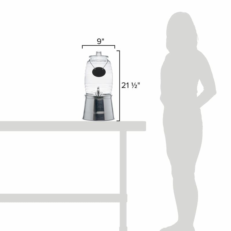 模様入ガラスドリンクディスペンサー9.4Lボトルタグインフューザーメタルスタンド付Core2.5GallonBarrelGlassBeverageDispenserwithInfusionChamber,ChalkboardSign,andMetalStand553200025SKT