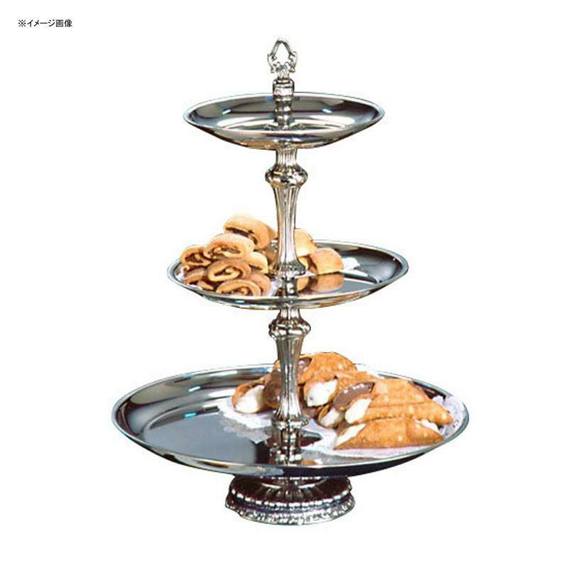 ディスプレイスタンド丸型3段直径46cmステンレスサービングトレイカフェレストランバイキングビュッフェApexATV18-1412-SAtlantisSeriesThreeTierFoodTraywithSilverColumn134AT181210S