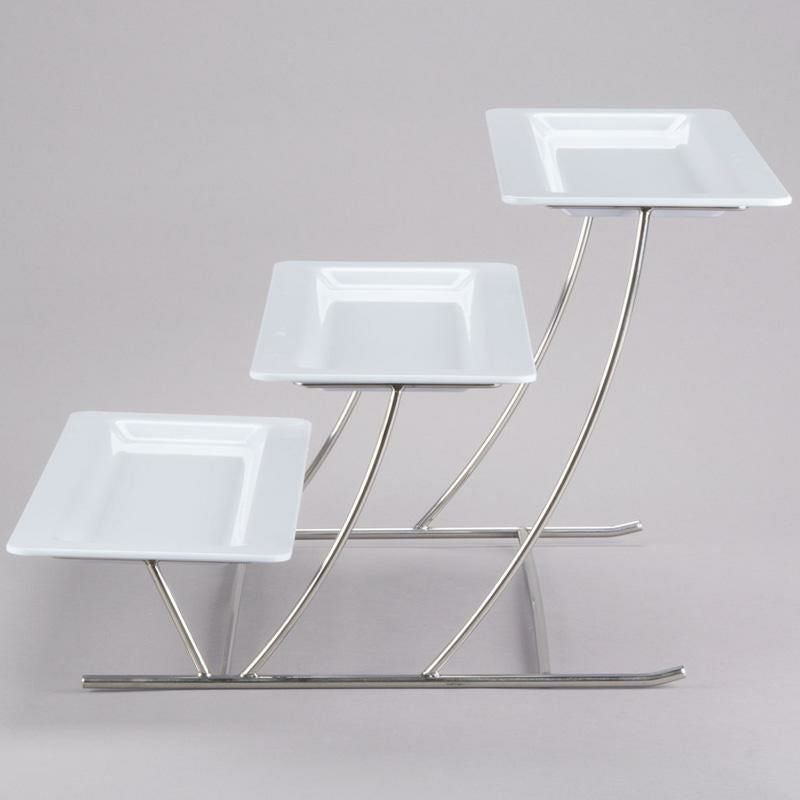 ディスプレイスタンド角型3段幅55cmメラミンプレートサービングトレイカフェレストランバイキングビュッフェGETMTS034/HI2260W-SET3-TierCascadingDisplayStandSetwith211/2"x81/4"WhiteTrays375034226W