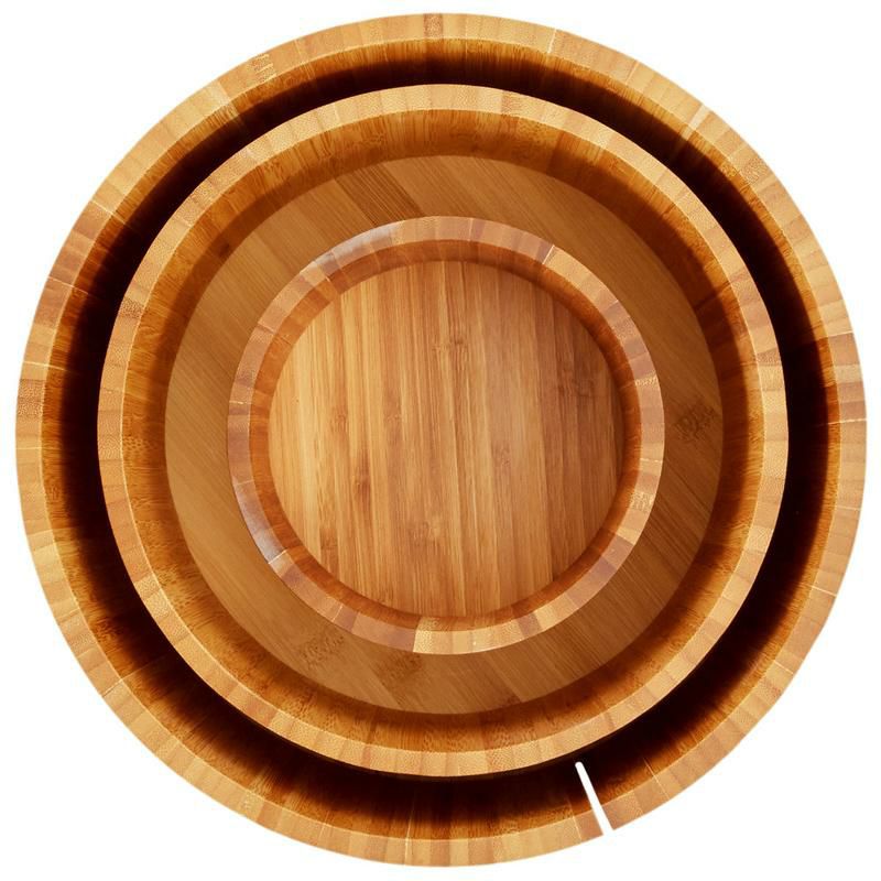 ディスプレイスタンド丸形3サイズセットバンブー台カフェレストランバイキングビュッフェAmericanMetalcraftRBRS33PieceRoundBambooRiserSet-3/Set124RBRS3