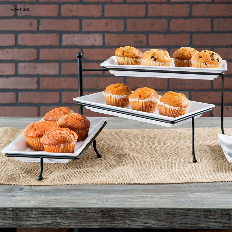 ディスプレイスタンド角形3段メタルメラミンプレート付ブラックサービングトレイカフェレストランバイキングビュッフェAmericanMetalcraftTTMEL3IronworksThree-TierFoldableRectangularDisplayStandwithMelaminePlatters124TTMEL3