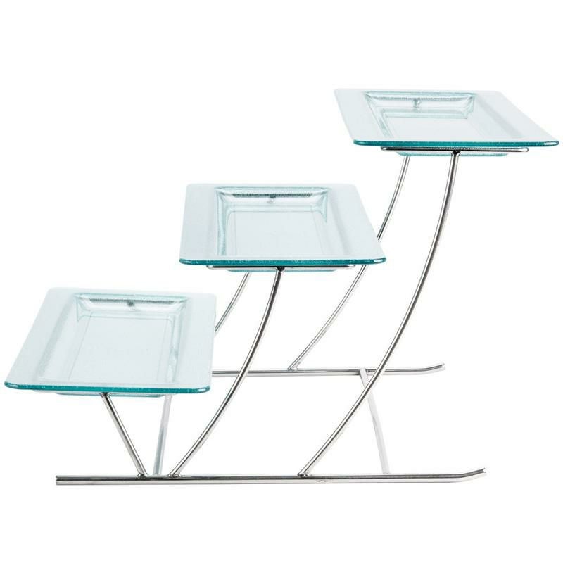 ディスプレイスタンド角型3段ステンレスプラスチックプレート付ライザーカフェレストランバイキングビュッフェGETMTS034/HI2260JA-SET3-TierCascadingDisplayStandSetwith211/2"x81/4"JadeTrays3750342260JA