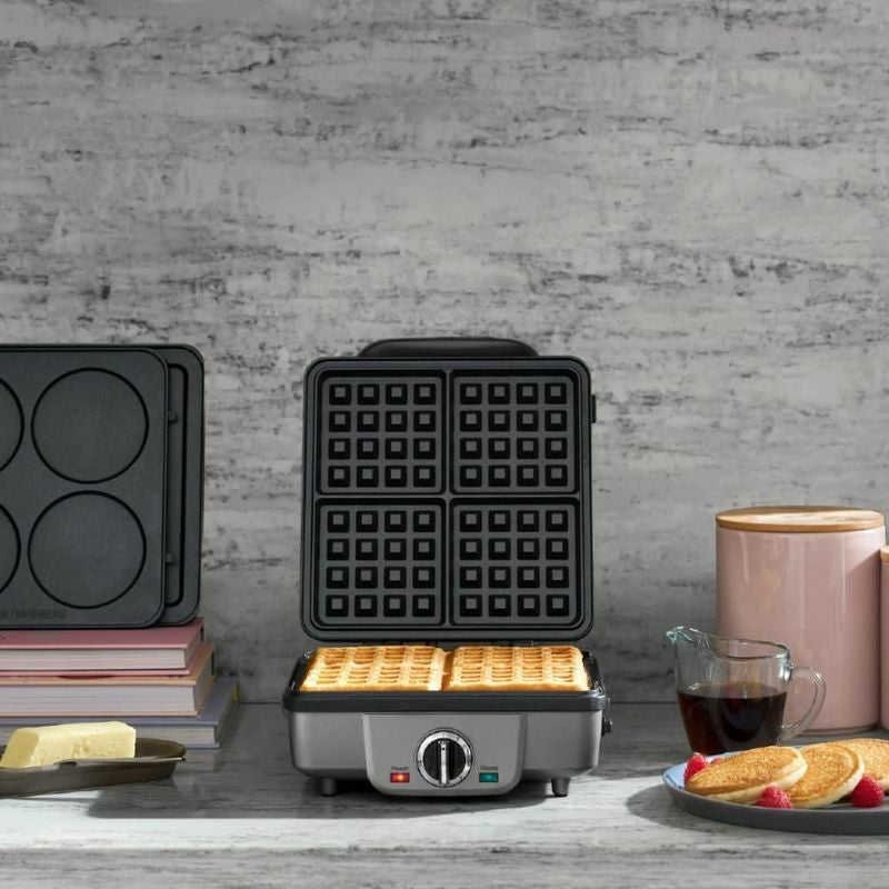 家庭用ワッフルメーカー4枚焼プレート取り外し可能クイジナートホットケーキプレート付CuisinartWAF-300BelgianWaffleMakerwithPancakePlates家電