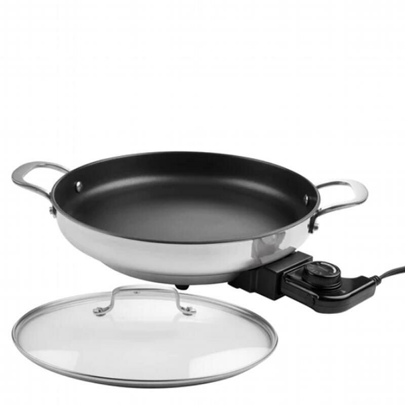 クッチーナプロホットプレートステンレス30cm／40cmガラスフタ付CucinaProStainlessSteelNon-StickElectricSkillet1653