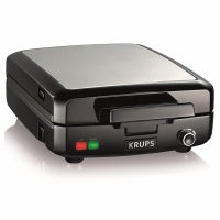 クラプスワッフルメーカー4枚焼焼き色調節プレート脱着可KRUPS8000035972GQ502DAdjustableTemperatureBelgianWaffleMakerwithRemovablePlates,4-Slice,SilverandBlack