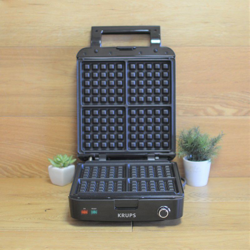 クラップスワッフルメーカー4枚焼焼き色調節プレート脱着可KRUPSGQ502DAdjustableTemperatureBelgianWaffleMakerwithRemovablePlates,4-Slice家電