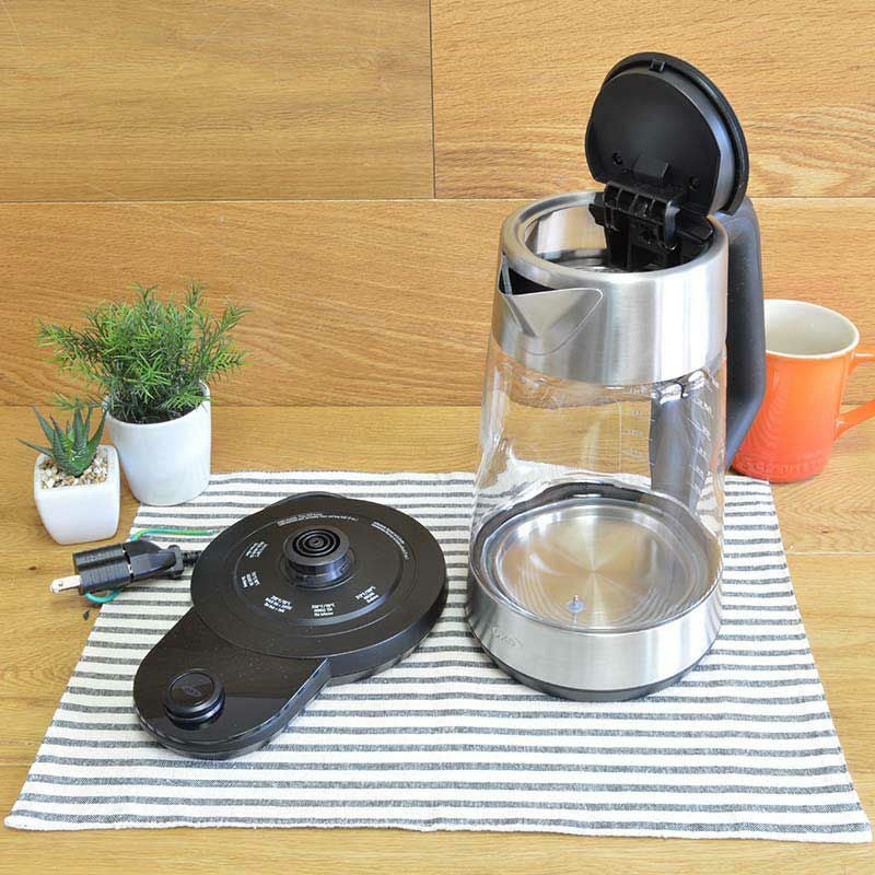 オクソコードレス電気ガラスケトル約1.75Lステンレス温度調整OXOOnCordlessGlassAdjustableTemperatureElectricKettle,StainlessSteel
