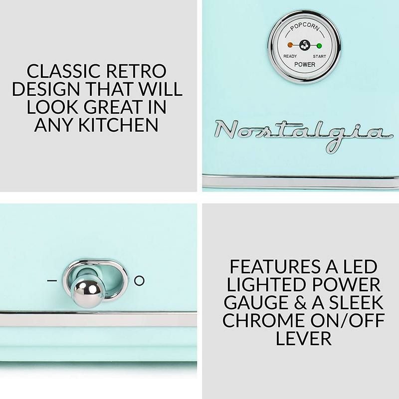 エアーポップコーンメーカーアクア水色ノスタルジアレトロクラシックNostalgiaCLHAP12AQClassicRetroHealthyHot-AirTabletopPopcornMaker,Makes12Cups,withKernelMeasuringScoop,OilFree,Aqua家電