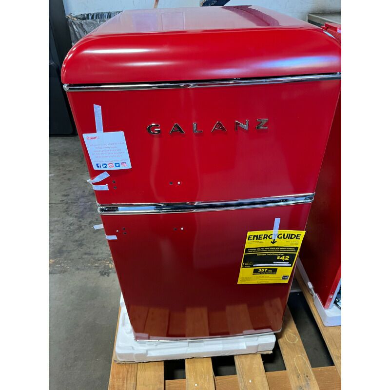 Gangle 赤色 2ドア冷蔵庫 冷蔵庫 冷凍庫 280L レトロデザイン 2ドア 幅60cm おしゃれ 大容量