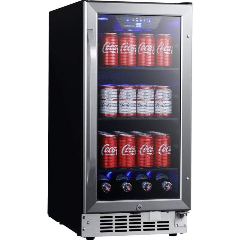 冷蔵庫ビルトインアンダーカウンターガラスドアガラス棚80缶ステンレスEdgeStarCBR901SG80Can15InchWideBuilt-inBeverageCooler-Black/StainlessSteel家電