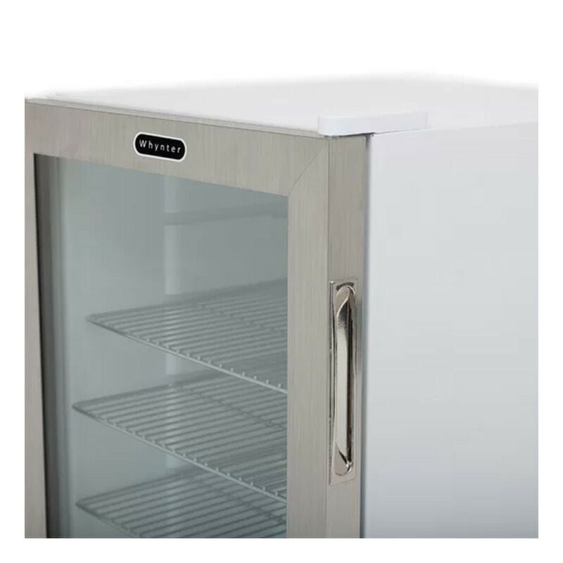 冷蔵庫90缶ワイヤーラック3段ステンレス鍵付きホワイトWhynterBR-091WS,90CanCapacityStainlessSteelBeverageRefrigeratorwithLock,White家電