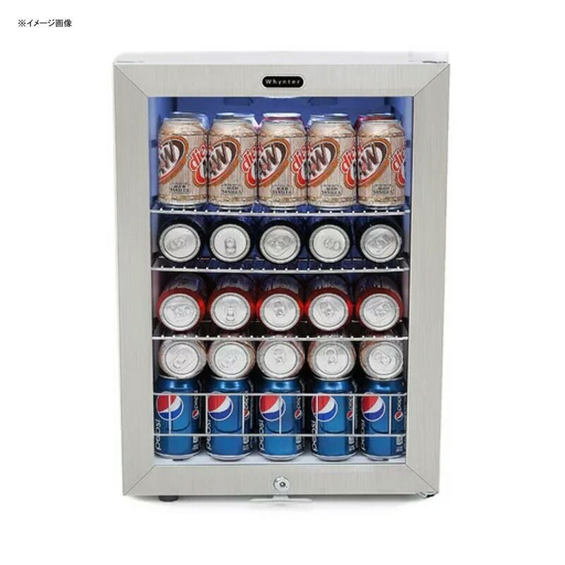 冷蔵庫90缶ワイヤーラック3段ステンレス鍵付きホワイトWhynterBR-091WS,90CanCapacityStainlessSteelBeverageRefrigeratorwithLock,White家電