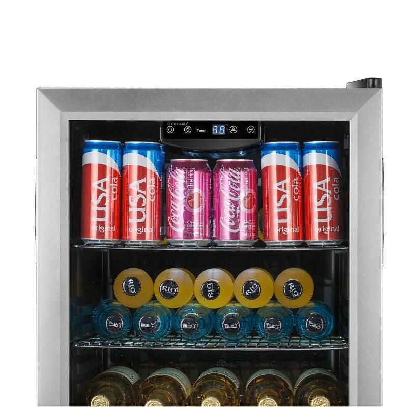 冷蔵庫ガラスドア棚4段最大105缶ステンレスホテル客室EdgeStarBWC121SS19InchWide105CanCapacityExtremeCoolBeverageCenter