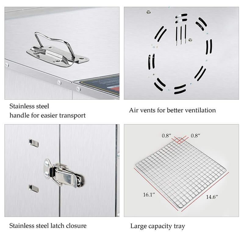食品乾燥機タイマー付15時間ステンレストレイ10枚ディハイドレータードライフルーツジャーキーCO-ZCommercialGradeStainlessSteelElectricFoodDehydratorMachine,10Trays,JerkySafewith15HourTimer,1000W家電
