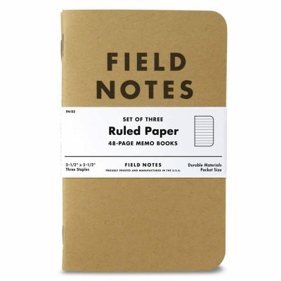 ポケットサイズノートルールドペーパー３冊セットアメリカ製FieldNotesKraftRuled3-Pack