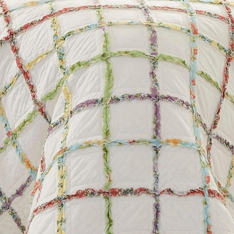 ローラアシュレイキルトコットンアップリケフリルダイヤ模様LauraAshleyRuffledGardenCottonQuilt