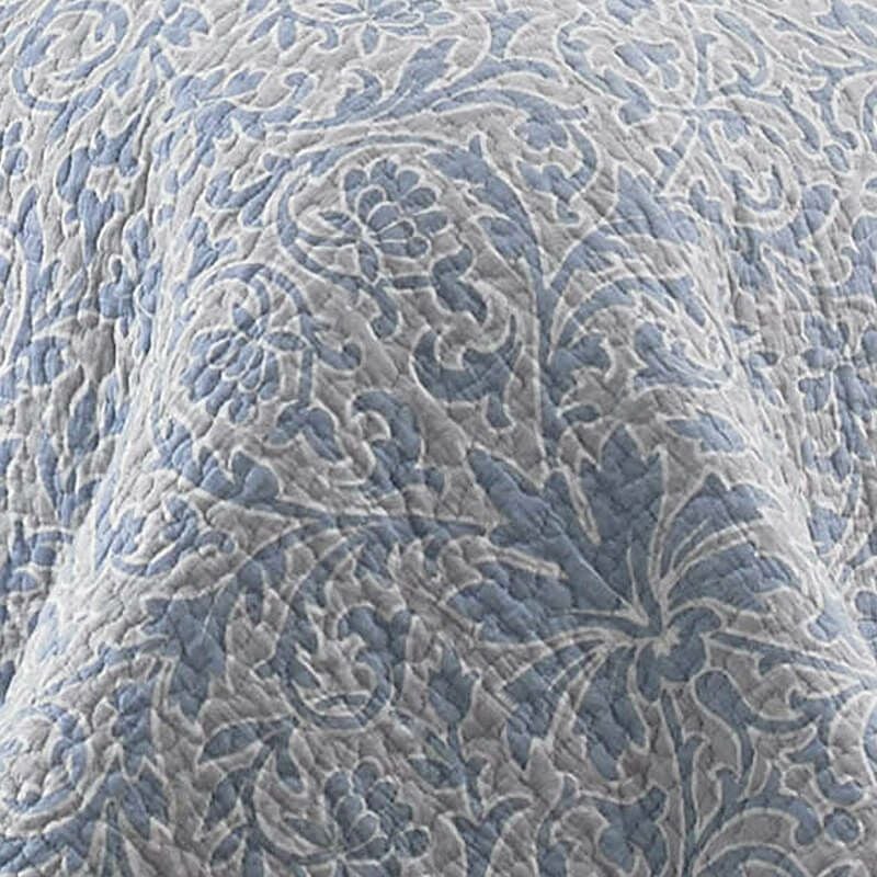 ローラアシュレイキルト枕2個セットリバーシブルコットン花柄ブルーグレーLauraAshleyMiaQuiltSet,Pebble