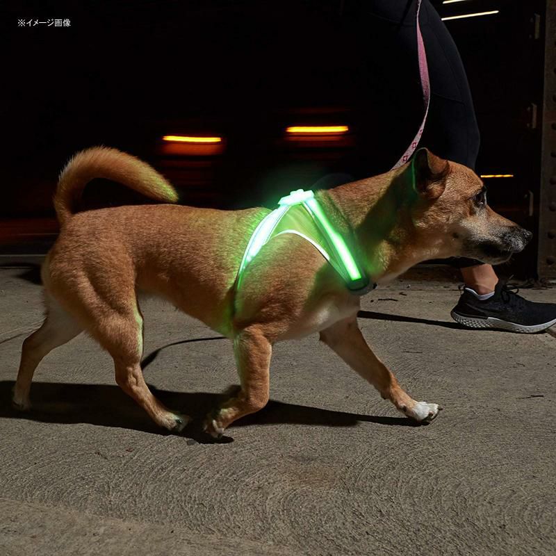 LEDライト付 犬用ハーネス 充電式 光る 軽量 防雨 反射材 夜間 お散歩
