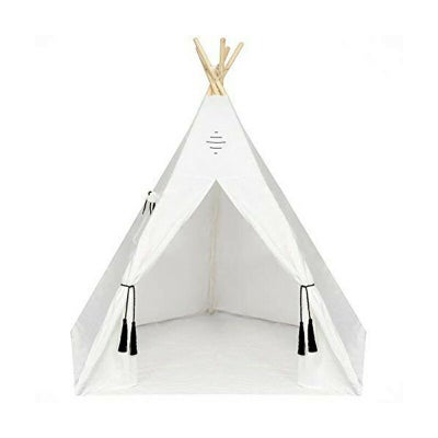 子ども用テント室内屋内にもミニ小さい秘密基地インテリアNature'sBlossomKidsTeepeeTent6FeetTipiwithFloor,FivePoles,WindowCarryingBag.FoldablePlayhouseforIndoororOutdoorPlay.Off-White,X-Large