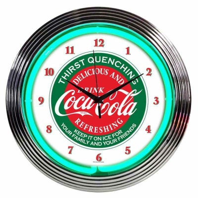 コカコーラネオンウォールクロック直径38cm掛け時計レトロNeoneticsDrinks15"CocaColaWallClockNEO1491