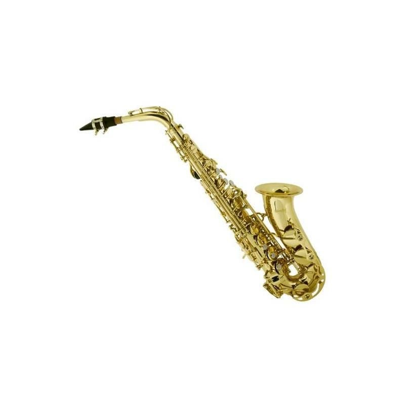 アルトサックスチューナーケース付MendinibyCecilioE-FlatAltoSaxophone,GoldLacquered+Tuner,Case,Pocketbook-MAS-L+92D+PB
