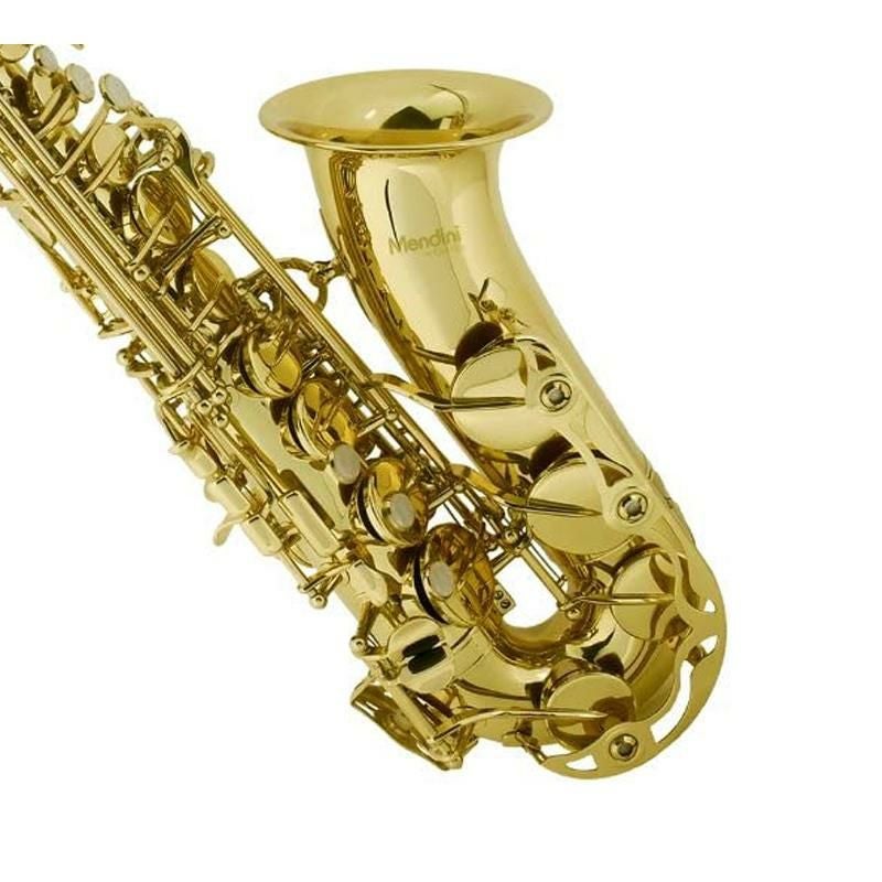 アルトサックスチューナーケース付MendinibyCecilioE-FlatAltoSaxophone,GoldLacquered+Tuner,Case,Pocketbook-MAS-L+92D+PB