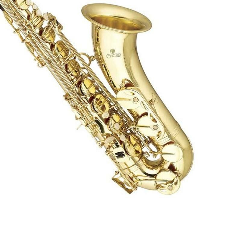 テナーサックスチューナーケース付MendinibyCecilioMTS-L+92DGoldLacquerBFlatTenorSaxophonewithTuner,Case,Mouthpiece