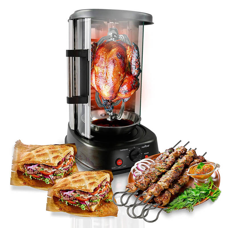 回転オーブンロティサリーケバブチキン丸焼き鶏NutriChefCountertopVerticalRotatingOven-RotisserieShawarmaMachine,KebobMachine,StainResistant&EnergyEfficientW/HeatResistantDoor,IncludesKebobRackwith7Skewers(PKRTVG34)家電