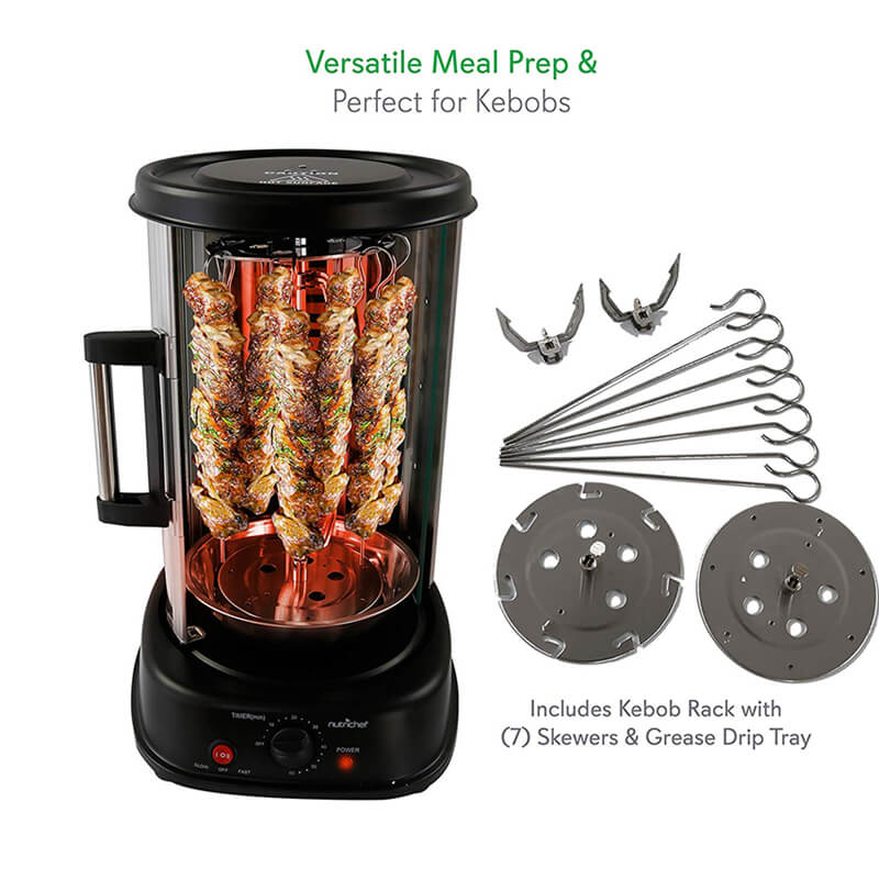 回転オーブンロティサリーケバブチキン丸焼き鶏NutriChefCountertopVerticalRotatingOven-RotisserieShawarmaMachine,KebobMachine,StainResistant&EnergyEfficientW/HeatResistantDoor,IncludesKebobRackwith7Skewers(PKRTVG34)家電