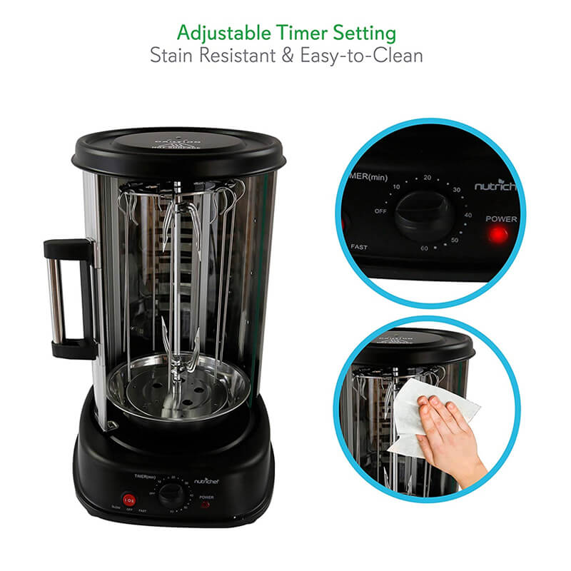 回転オーブンロティサリーケバブチキン丸焼き鶏NutriChefCountertopVerticalRotatingOven-RotisserieShawarmaMachine,KebobMachine,StainResistant&EnergyEfficientW/HeatResistantDoor,IncludesKebobRackwith7Skewers(PKRTVG34)家電