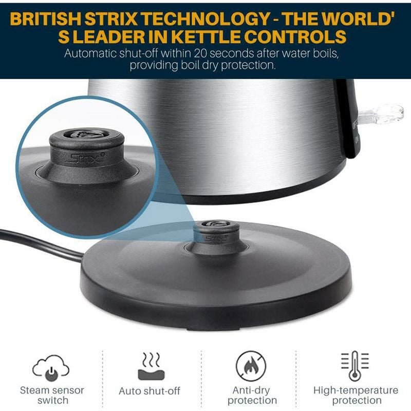 熱くならない電気ケトル1.5LステンレスセキュラSecuraDoubleWallStainlessSteelElectricKettleWaterHeaterforTeaCoffeew/AutoShut-OffandBoil-DryProtection,1.5L/1.6Qt家電