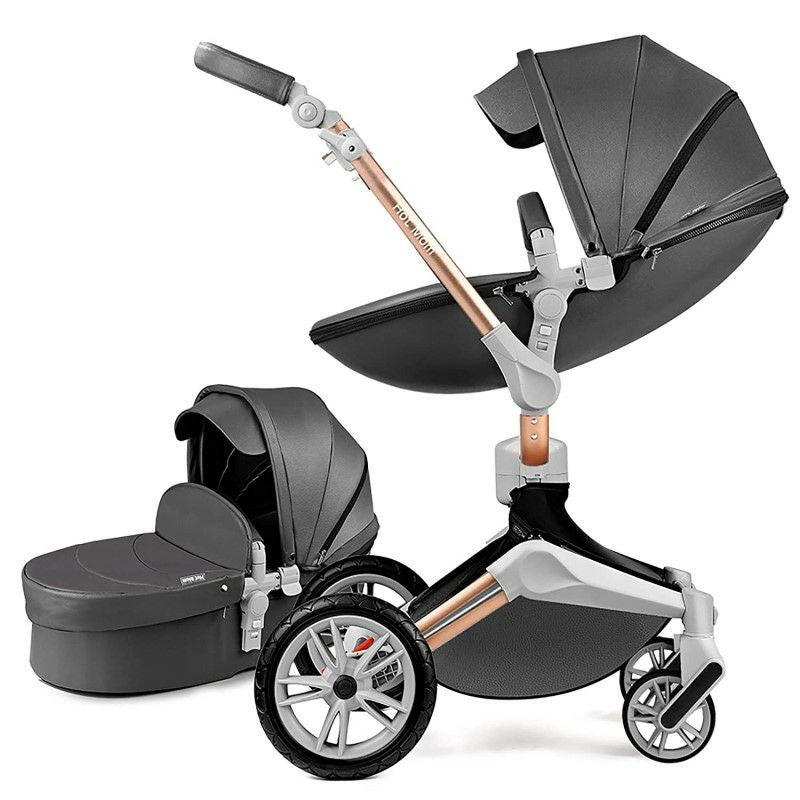 ベビーカー ストローラー PU（合皮）レザー 防水 レインカバー付 Baby