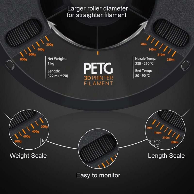 3Dプリンター用フィラメント直径1.75mm長さ322mOVERTUREPETGFilament1.75mmwith3DBuildSurface200x200mm3DPrinterConsumables,1kgSpool(2.2lbs),DimensionalAccuracy+/-0.05mm,FitMostFDMPrinter,Black