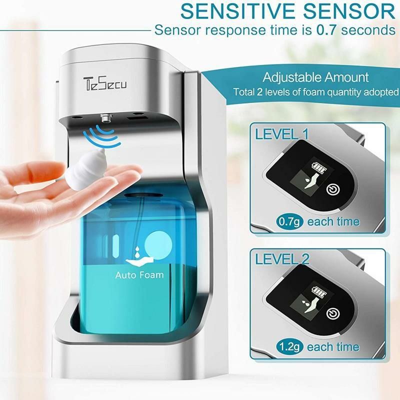 泡ソープディスペンサー電池式500ml電動センサーフォーム石鹸TESECUAutomaticSoapDispenserTouchlessFoamingSoapDispenserBathKitchenCountertopSoapDispenserwithInfraredMotionSensor,Waterproof,500mlLargeCapacity